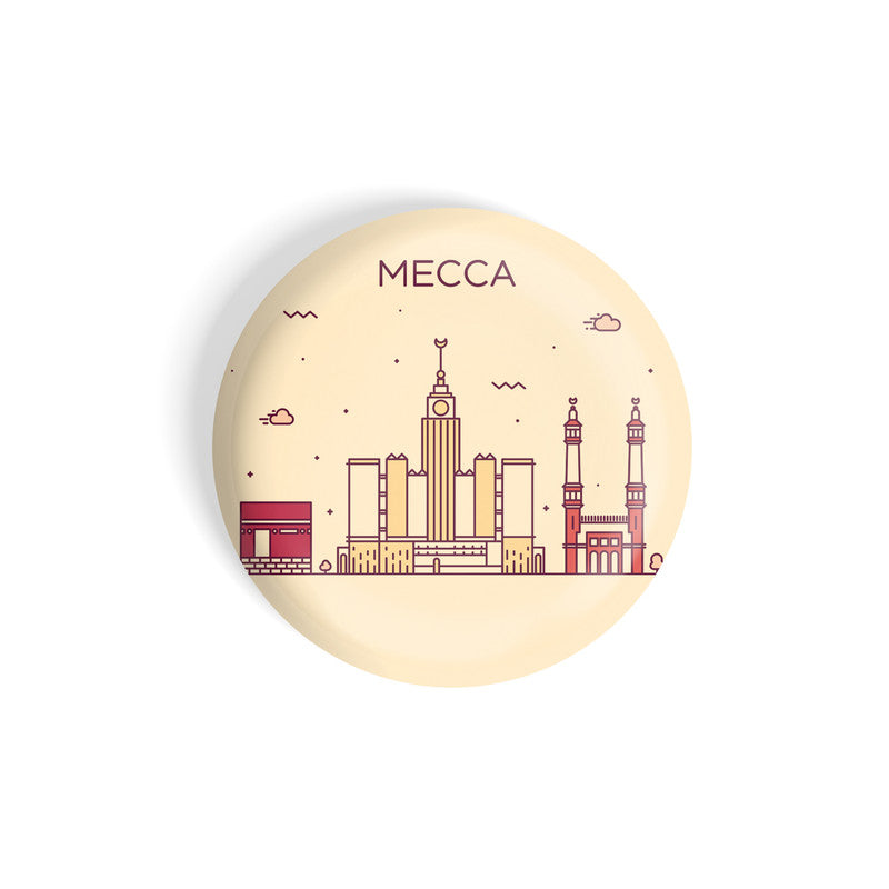 dhcrafts Round Fridge Magnet Brown Color Mecca Glossy Finish Design Pack of 1 (58 mm)